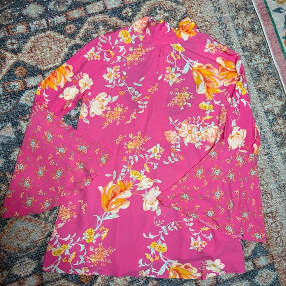 Free People Tate Floral Print Tunic Dress in Lollipop Combo size Large NWT - Picture 13 of 16